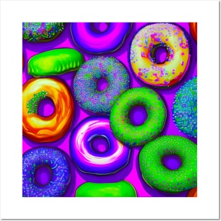 Colorful Donuts Purple Posters and Art